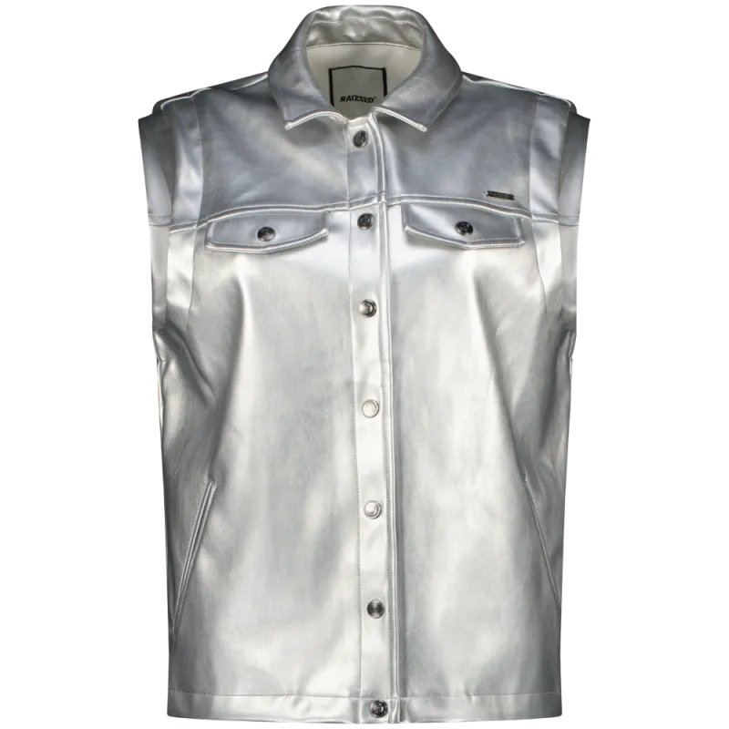 Suzie Top - Zilver Metalic Mouwloze Top | Raizzed