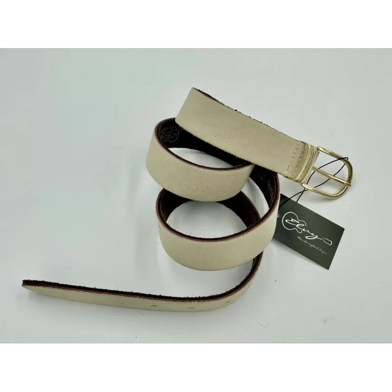 SUEDE BELT ECRU GOLD 30496 - Suede Ecru Riem | ELVY