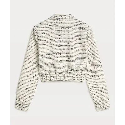 TALULA cropped bomber jacket in bouclé - cocoon white blue