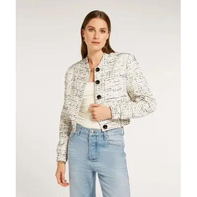 TALULA cropped bomber jacket in bouclé - cocoon white blue