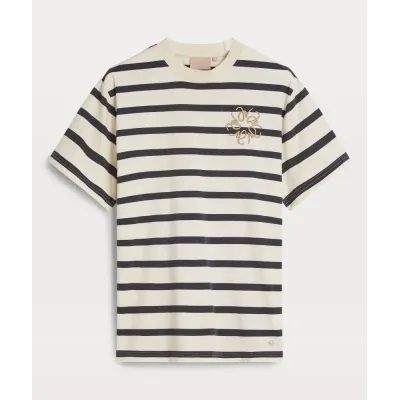 ROXY STRIPEY oversized T-shirt - light ecru dark ash