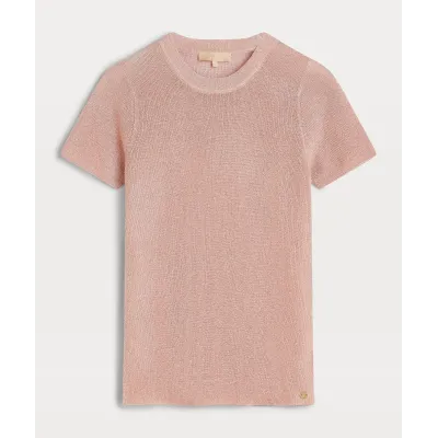 RIO fitted top met glitter - dusty pink glitter