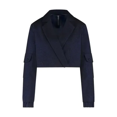 ZIP73 cropped blazer glitter classic blue