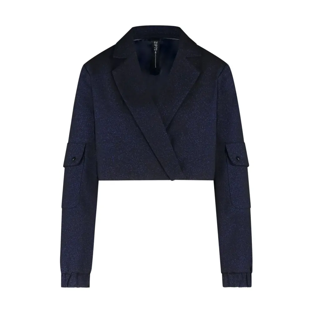 ZIP73 cropped blazer glitter classic blue