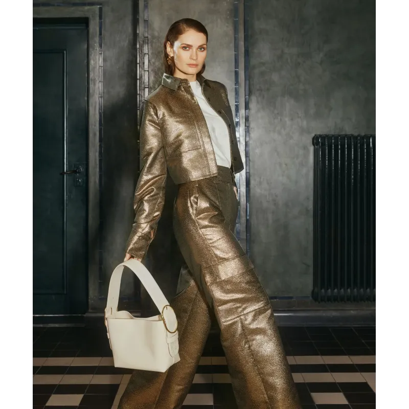 DAVIS Cropped Metallic Damesblouse | JOSH V | CHARSCH