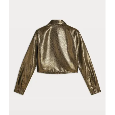 DAVIS cropped metallic blouse - antique gold