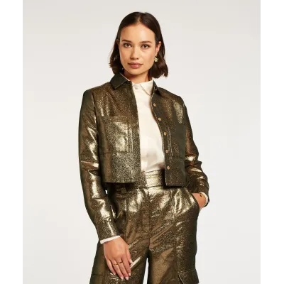 DAVIS cropped metallic blouse - antique gold