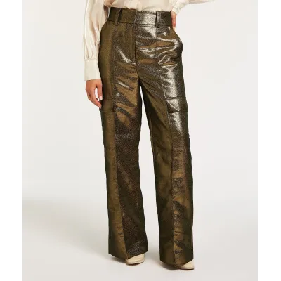 ALI straight fit broek in metallic - antique gold