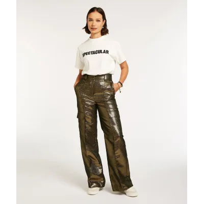 ALI straight fit broek in metallic - antique gold