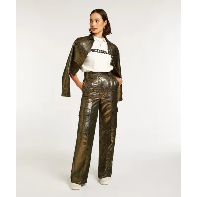 ALI straight fit broek in metallic - antique gold