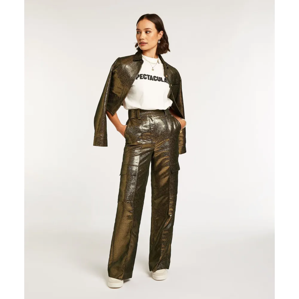 ALI straight fit broek in metallic - antique gold