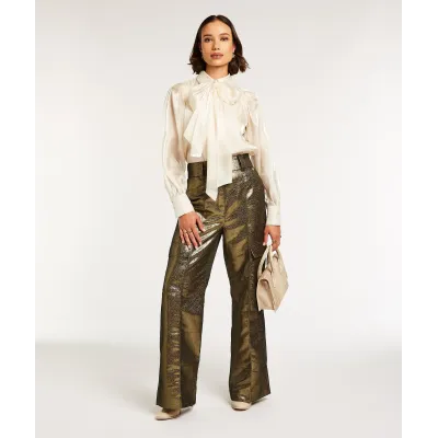 ALI straight fit broek in metallic - antique gold