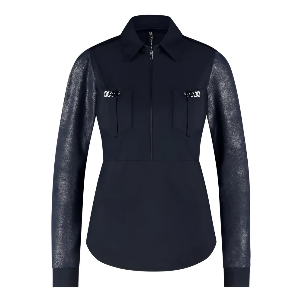 Donkerblauwe Top met Rits | Zip73 | CHARSCH