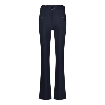 Donkerblauwe Flared Broek met Riemdetail | Zip73 | CHARSCH