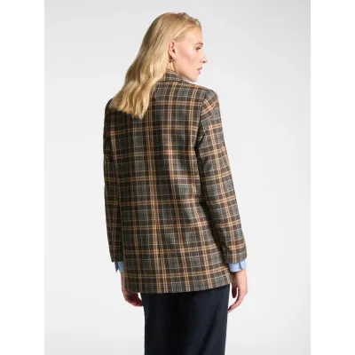 Geruite double-breasted blazer in herfstkleuren | Stijlvol & comfortabel