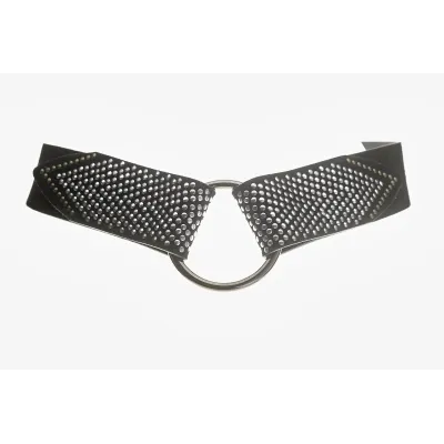 40660 Studs Belt Women – Zwart leren riem met studs | ELVY