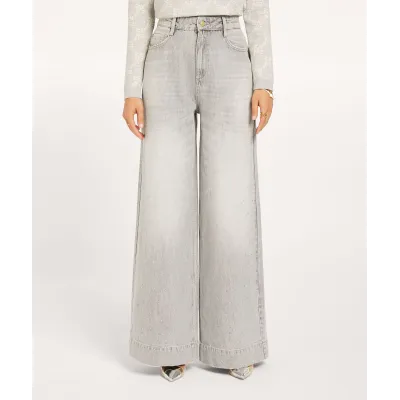 Bailey Mid Rise Wide Leg Jeans - Grey Denim | Josh V