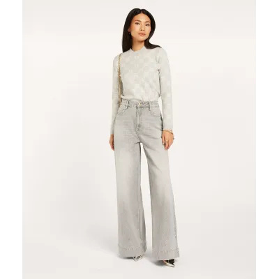 Bailey Mid Rise Wide Leg Jeans - Grey Denim | Josh V