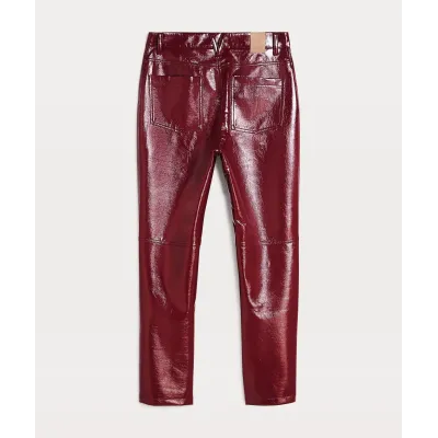 BO High Rise Girlfriend Broek in Lak Look - Berry Red | Josh V