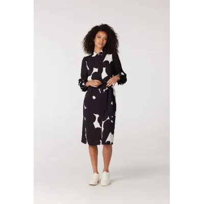 BO BLOUSE DRESS PRINT WITH PUFFSLEEVES