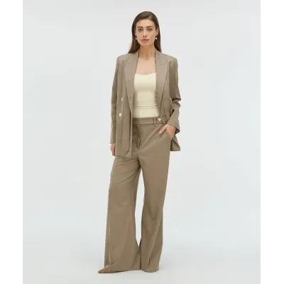 KYRIE wide leg pantalon - mink melange