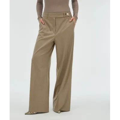 KYRIE wide leg pantalon - mink melange