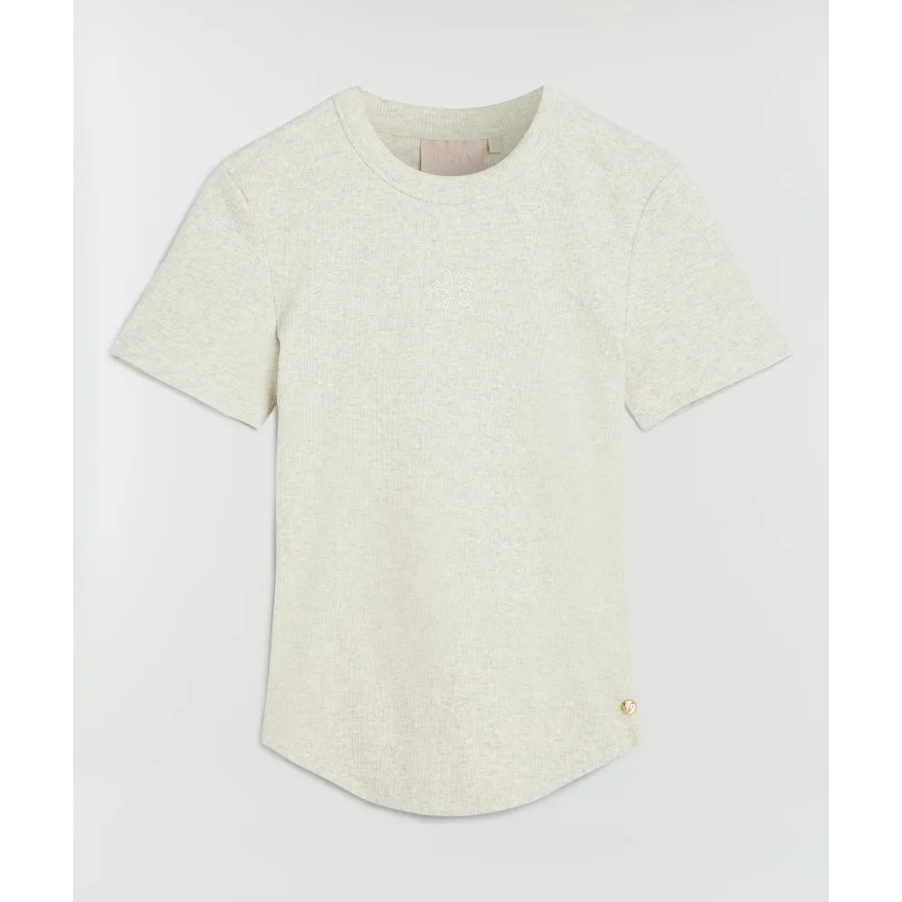 CODY fitted T-shirt met logo - ecru melange