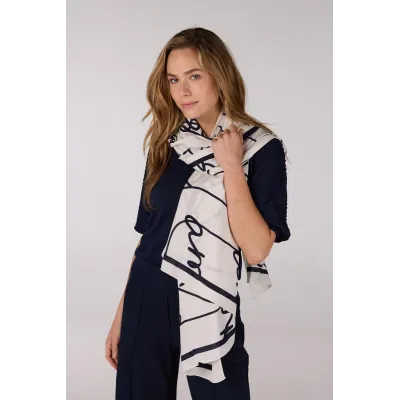 SCARF SJAAL - OFF WHITE / DONKER BLAUW