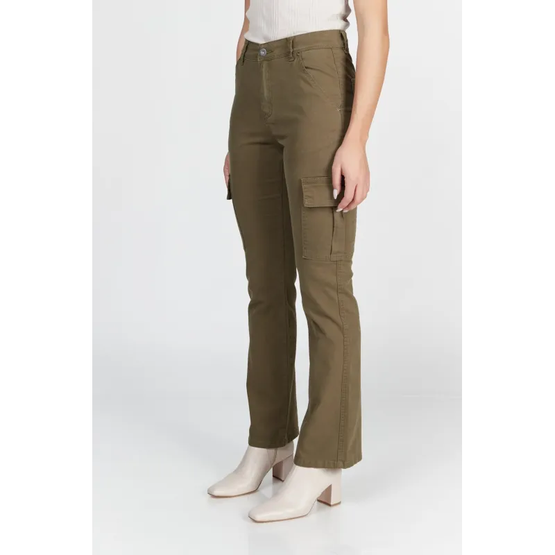 Cargo Flare - Army green flared cargo broek| Bianco