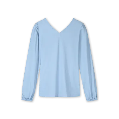 TOP V-NECK TRANSFER - LICHT BLAUW