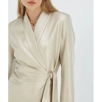 BONITA overslagjurk met glitter - silver