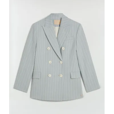 PLEUN regular fit blazer met krijtstreep - sky blue