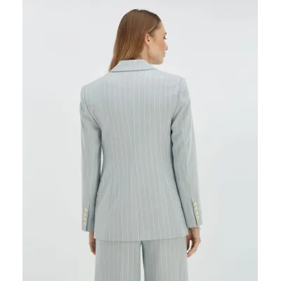 PLEUN regular fit blazer met krijtstreep - sky blue