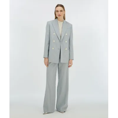 PLEUN regular fit blazer met krijtstreep - sky blue