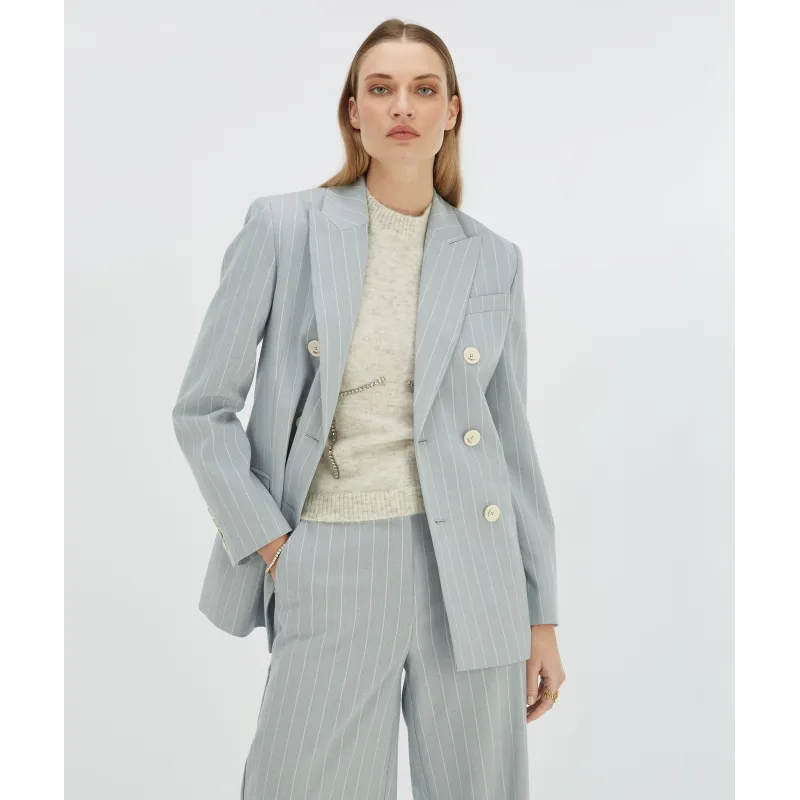 PLEUN regular fit blazer met krijtstreep - sky blue
