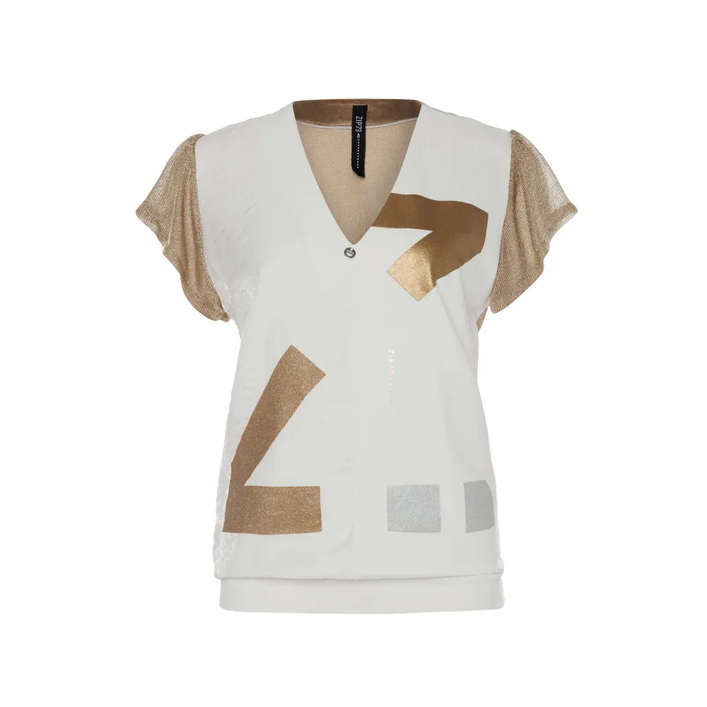 Top 2-half Gold/Off-white