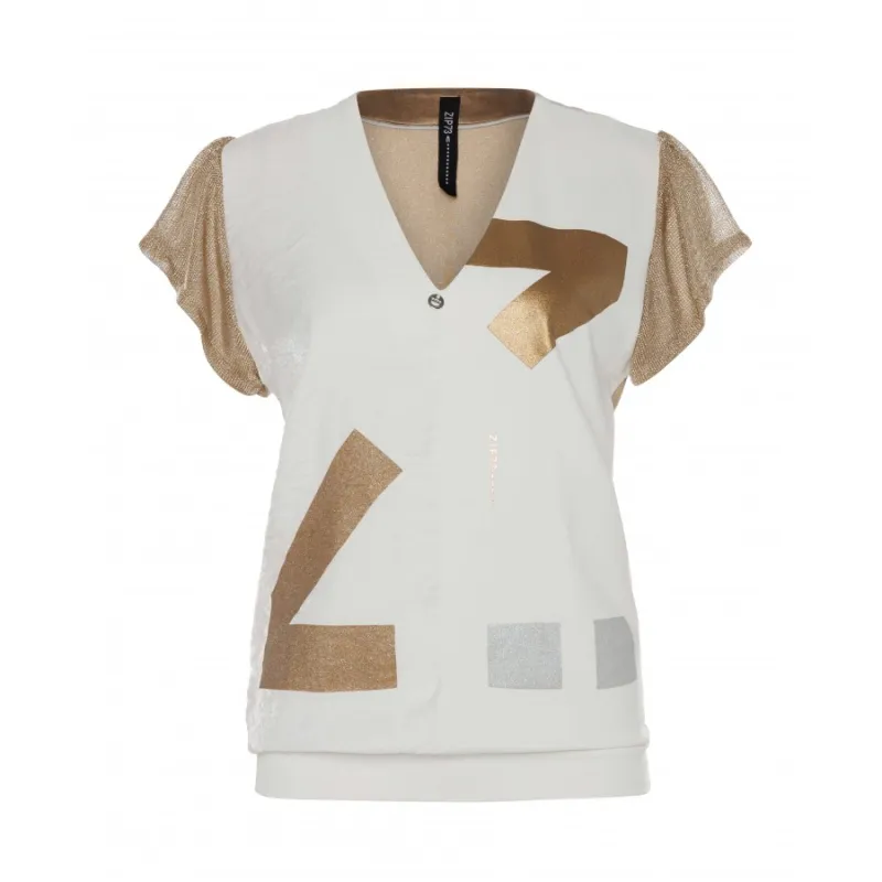 Top 2-half Gold/Off-white