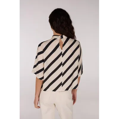 TEDDIE BLOUSE - ZAND/ZWART