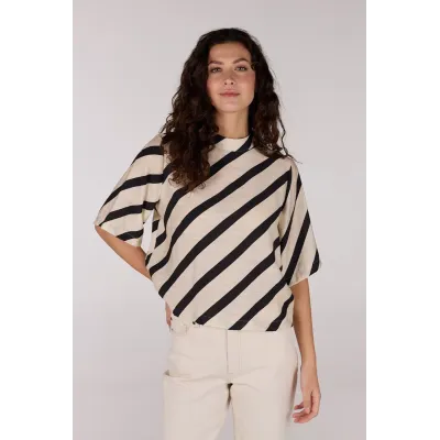 TEDDIE BLOUSE - ZAND/ZWART