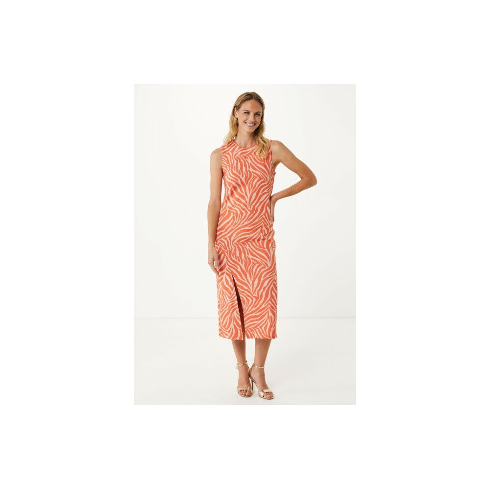 Jurk Jaquard met Zebraprint Oranje