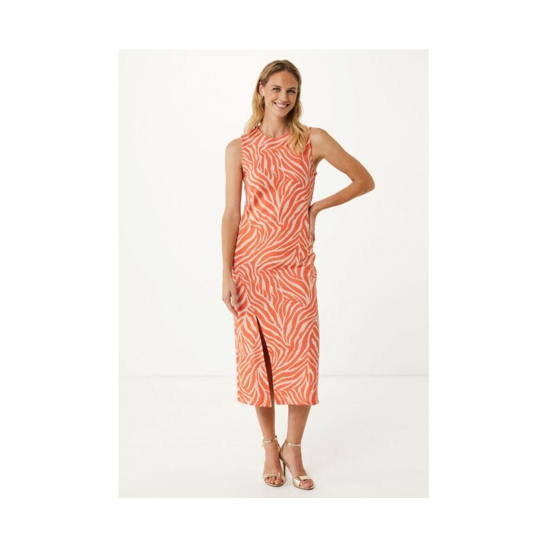 Jurk Jaquard met Zebraprint Oranje