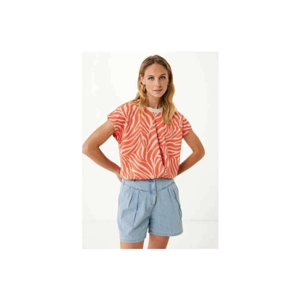 Top Jacquard Jersey met Zebraprint Oranje