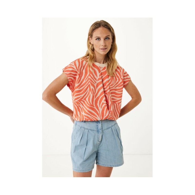 Top Jacquard Jersey met Zebraprint Oranje