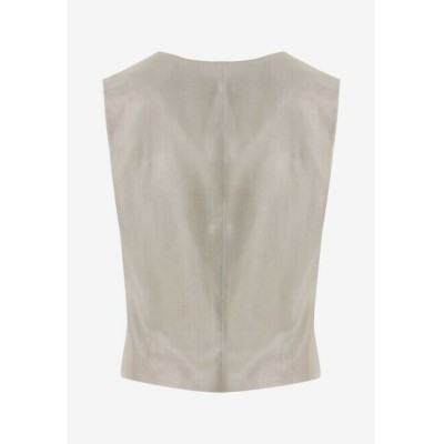 Gilet Linnen met Coating Zand