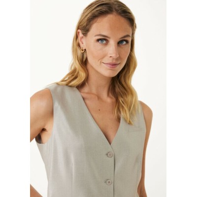 Gilet Linnen met Coating Zand