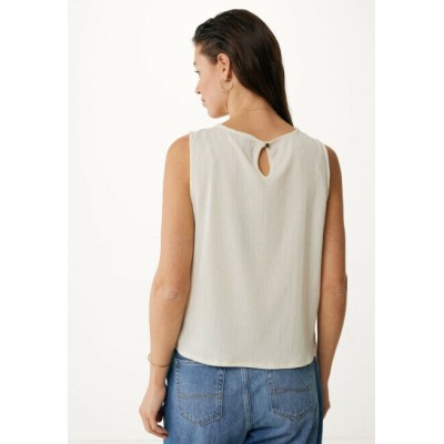 Top Mouwloos Crochet Cremewit