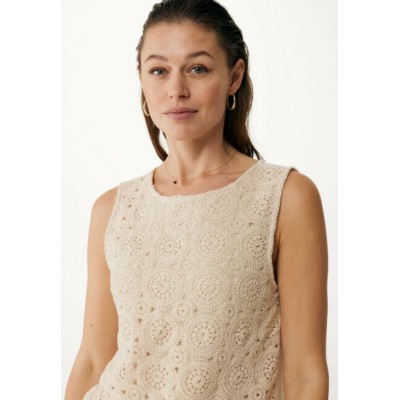 Top Mouwloos Crochet Cremewit