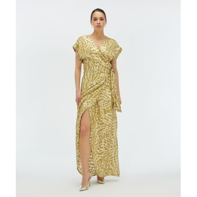 ALLOIS maxi-jurk met lurex - gold green