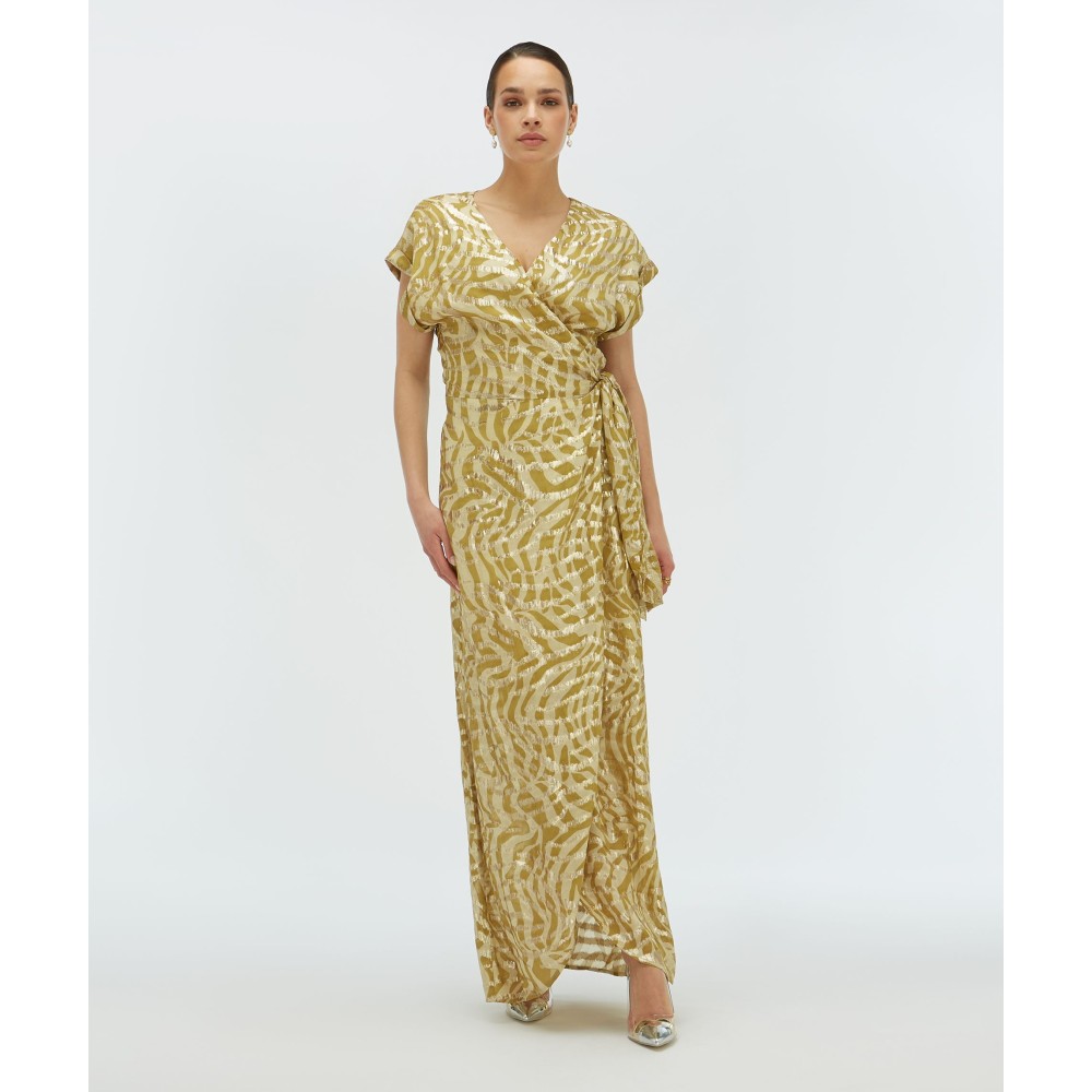 ALLOIS maxi-jurk met lurex - gold green