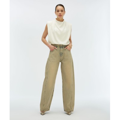 DEWI mid rise balloon fit jeans - dirty wash denim